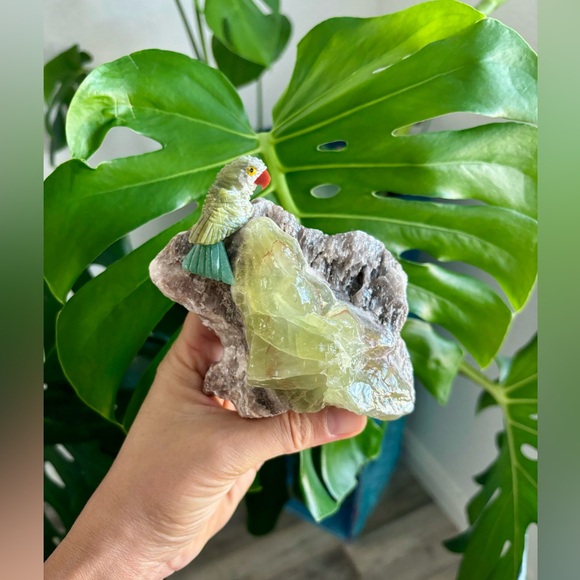 Other - Parrot carving on Green Calcite